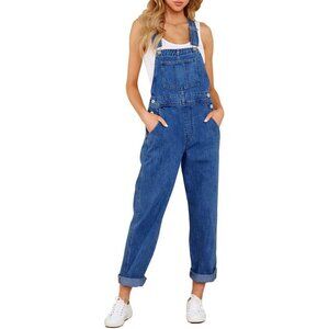 EUC Vetinee Womens 2XL Cuffed Denim Boyfriend Bib Overalls with Adjustable Strap